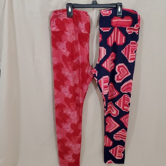 LuLaRoe Pants - Set of 2 TC leggings from LuLaRoe heart valentine